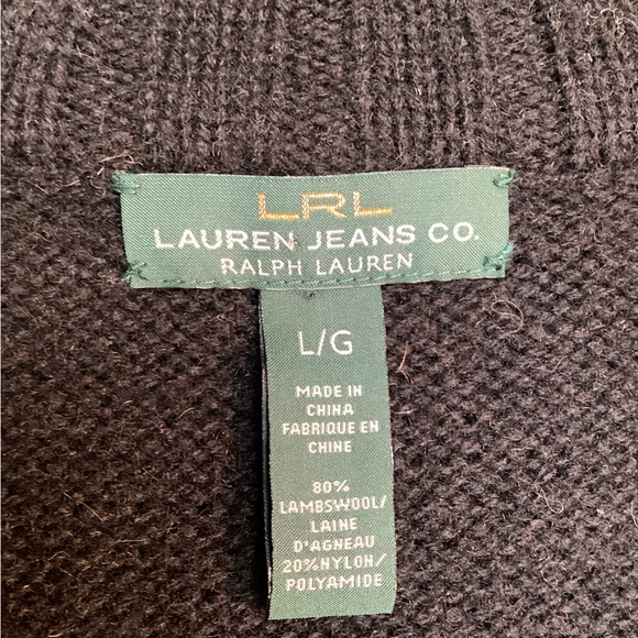 Lauren Ralph Lauren Cardigan Sweater Jacket Wool Tribal Full Zip Womens Large - Picture 9 of 12